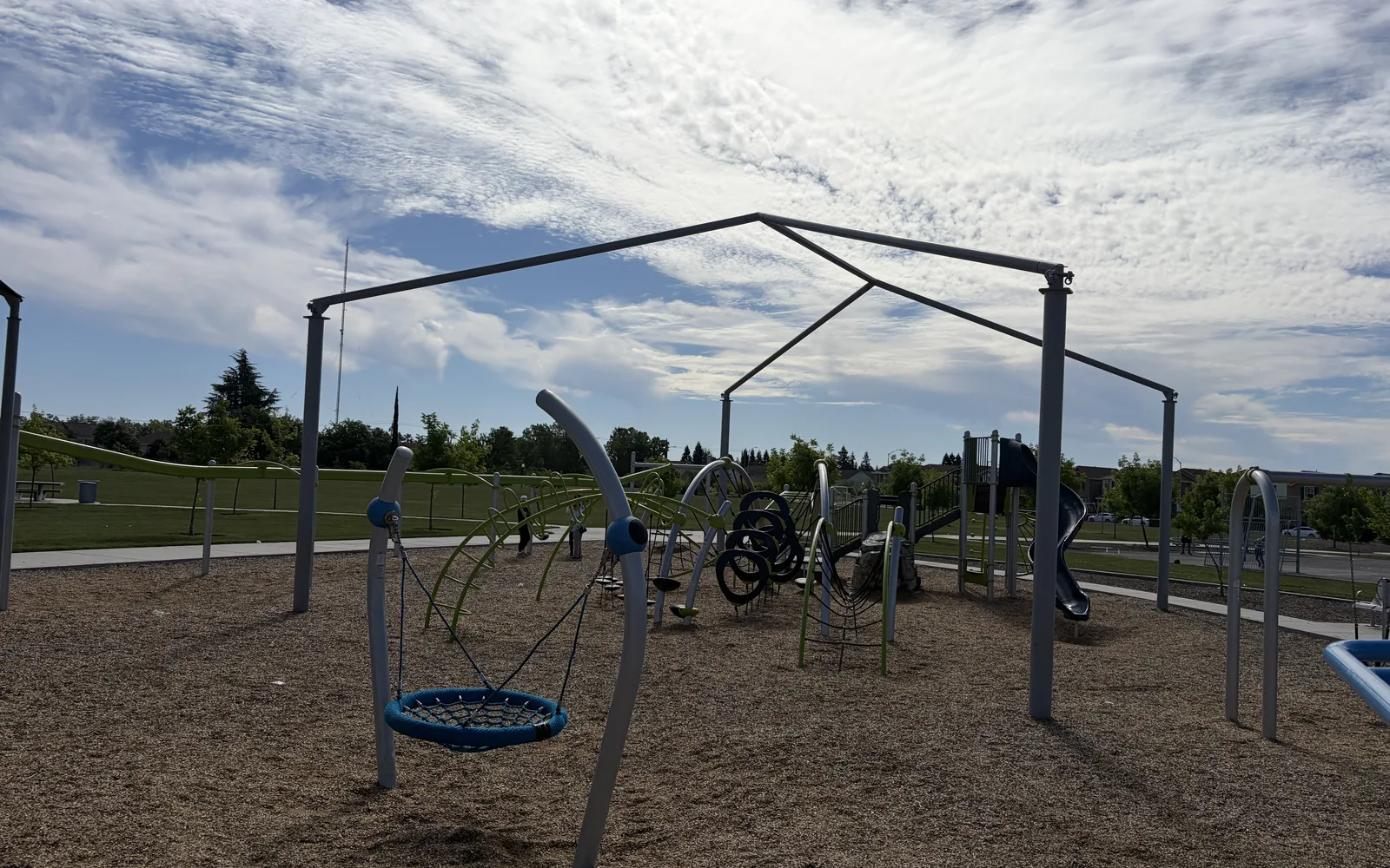 Modern playground and recreational facilities at Airfield Park in the Natomas region
